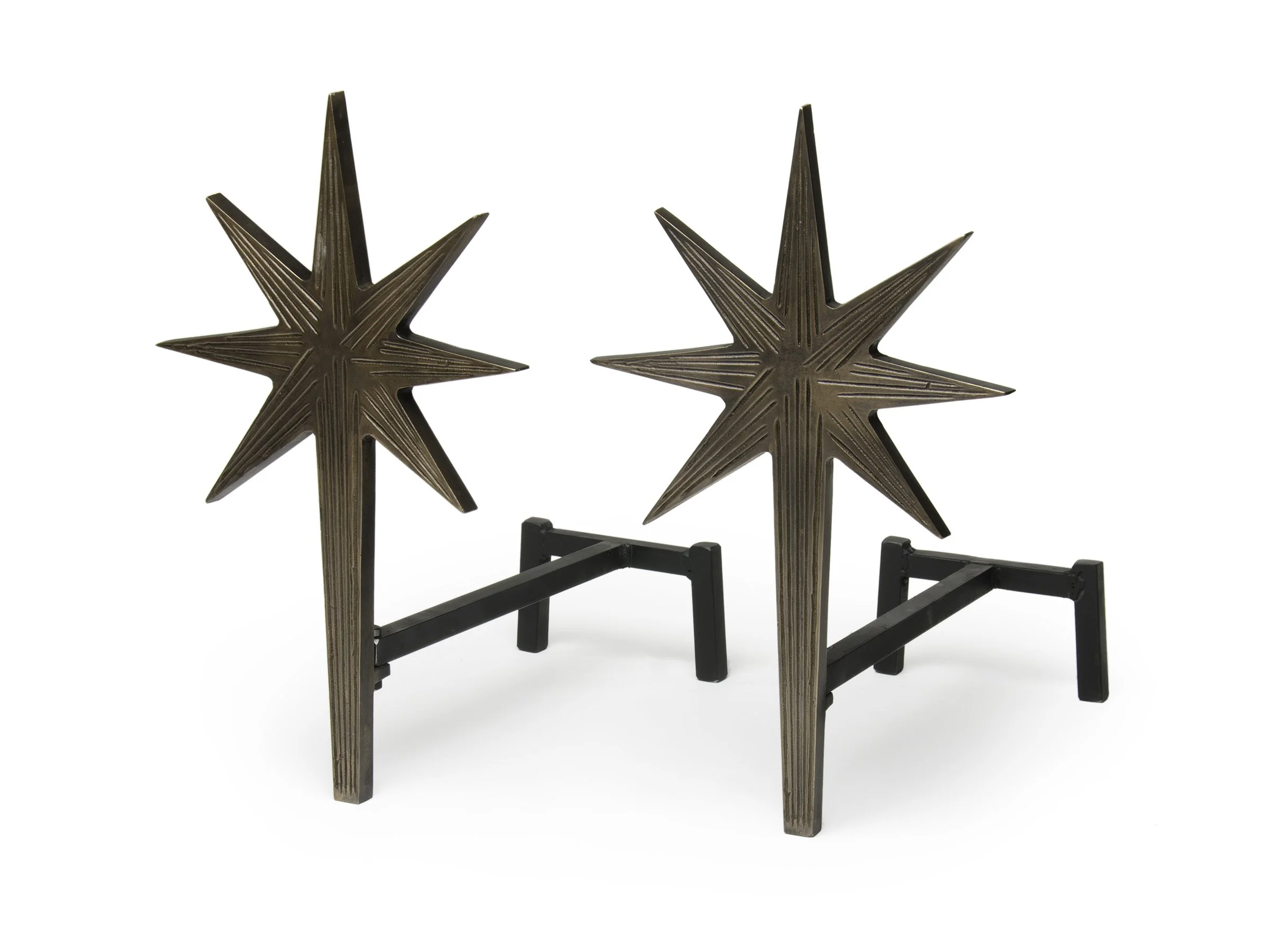 Star Andirons – Hand-Cast Bronze Fireplace Accessories with